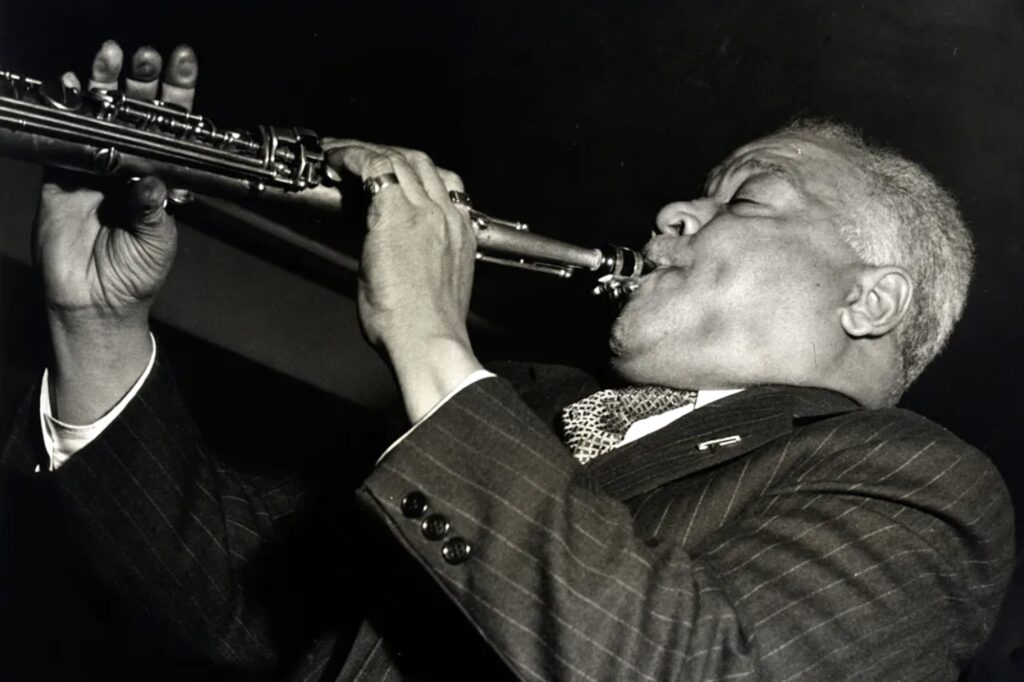 Sidney Bechet playing the soprano saxophone